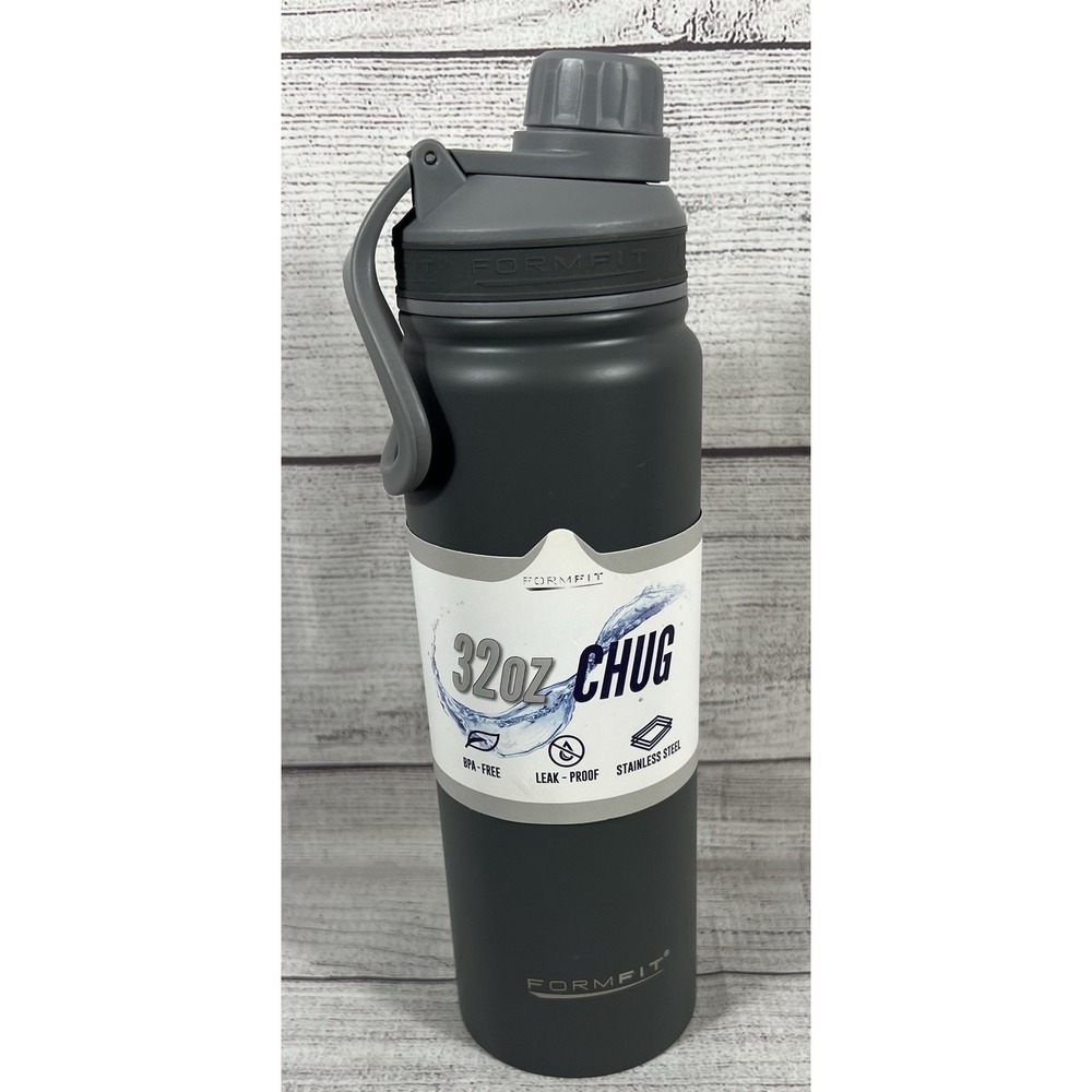 NWT Formfit 32oz Stainless Steel Water Bottle Leak Proof Chug Gray